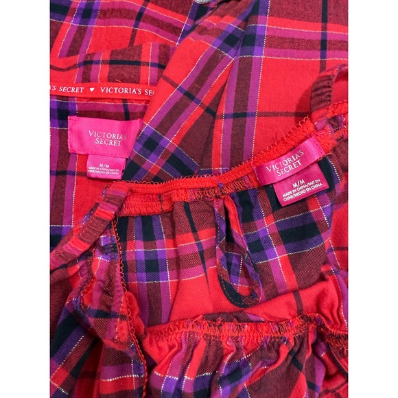 Victorias Secret 2pc M Flannel Babydoll Dress & Night Shirt Lounge‎ Leisure Y2K - Picture 8 of 11